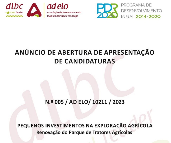 ABERTURA DE PERÍODO DE APRESENTAÇÃO DE CANDIDATURAS – “Renovação de tratores agrícolas”