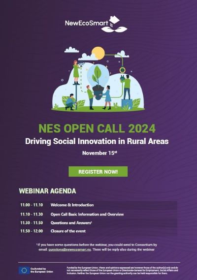Webinar do NewEcoSmart: NES Open Call – 15 de novembro de 2024